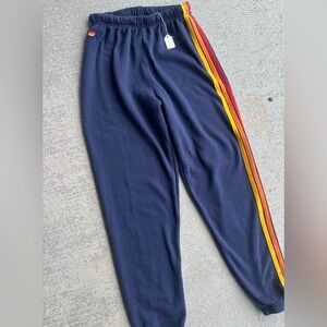 Aviator Nation Navy 5 Stripe Sweatpants Size Small NWOT